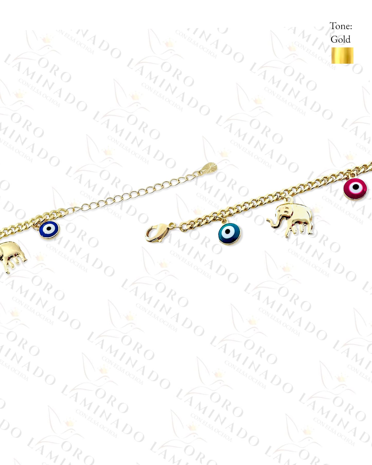 Gold Filled Multi-Color Evil Eye Anklet B420