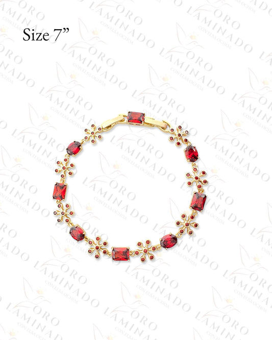 High Quality Little Red Snowflake Bracelet (Gold Filled) G309