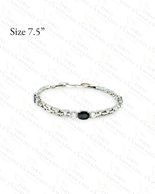 High Quality Silver Black Stones Bracelet C82