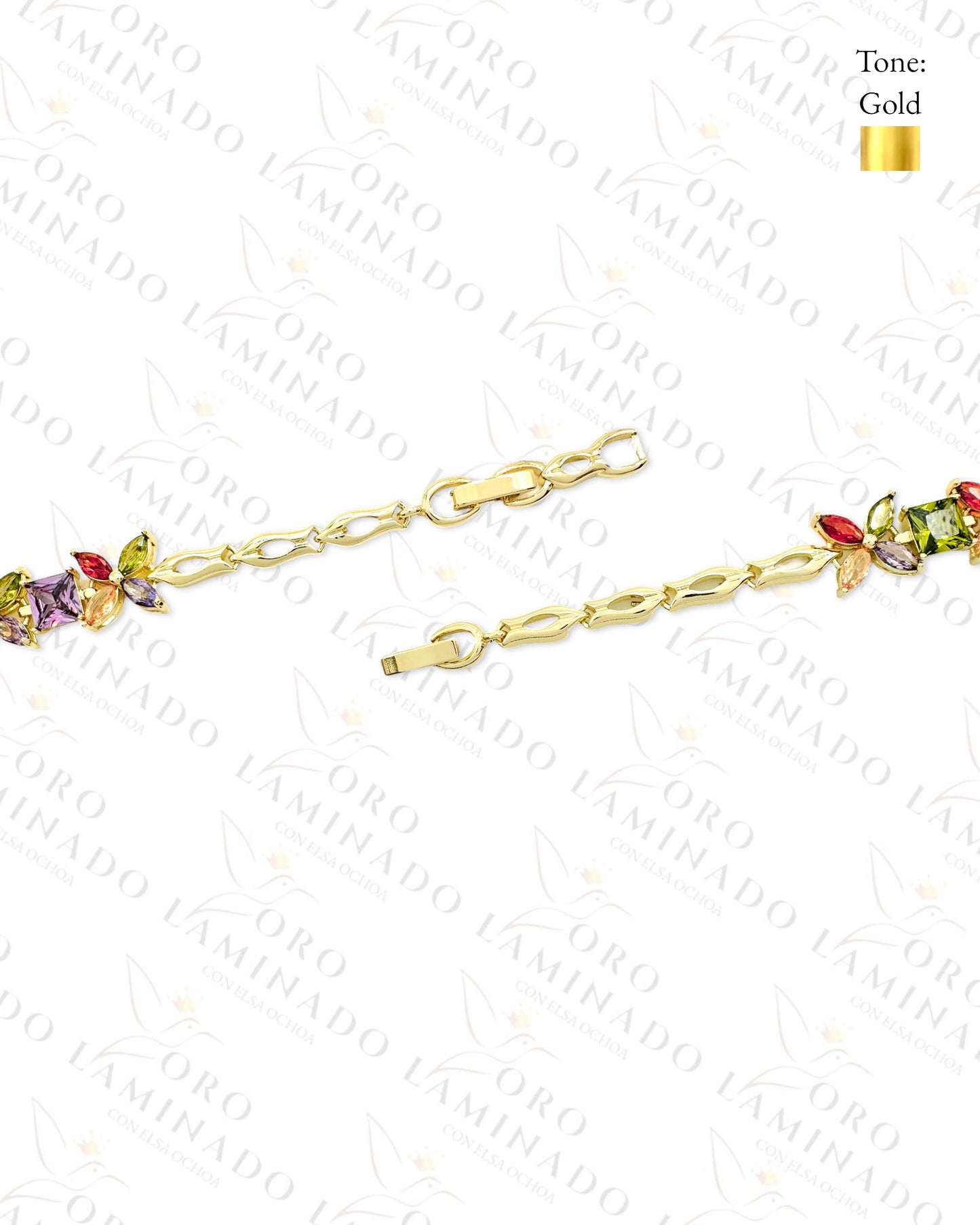 Multicolor Flowers with Squares Bracelet R53