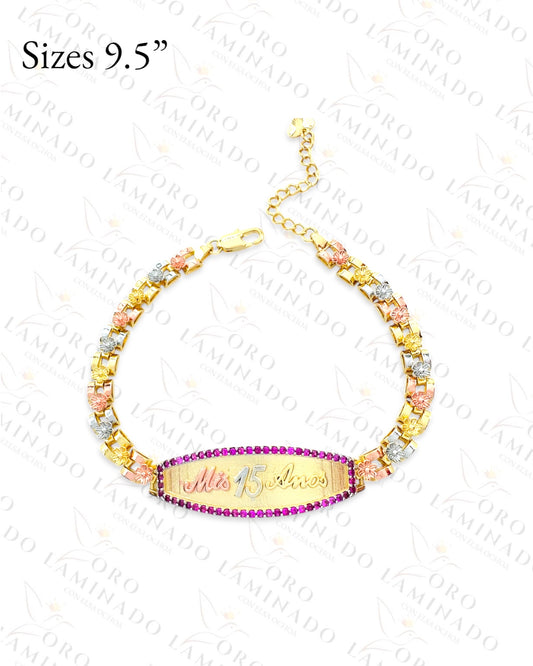"Mis 15 años" tricolor bracelet with Stones Y312