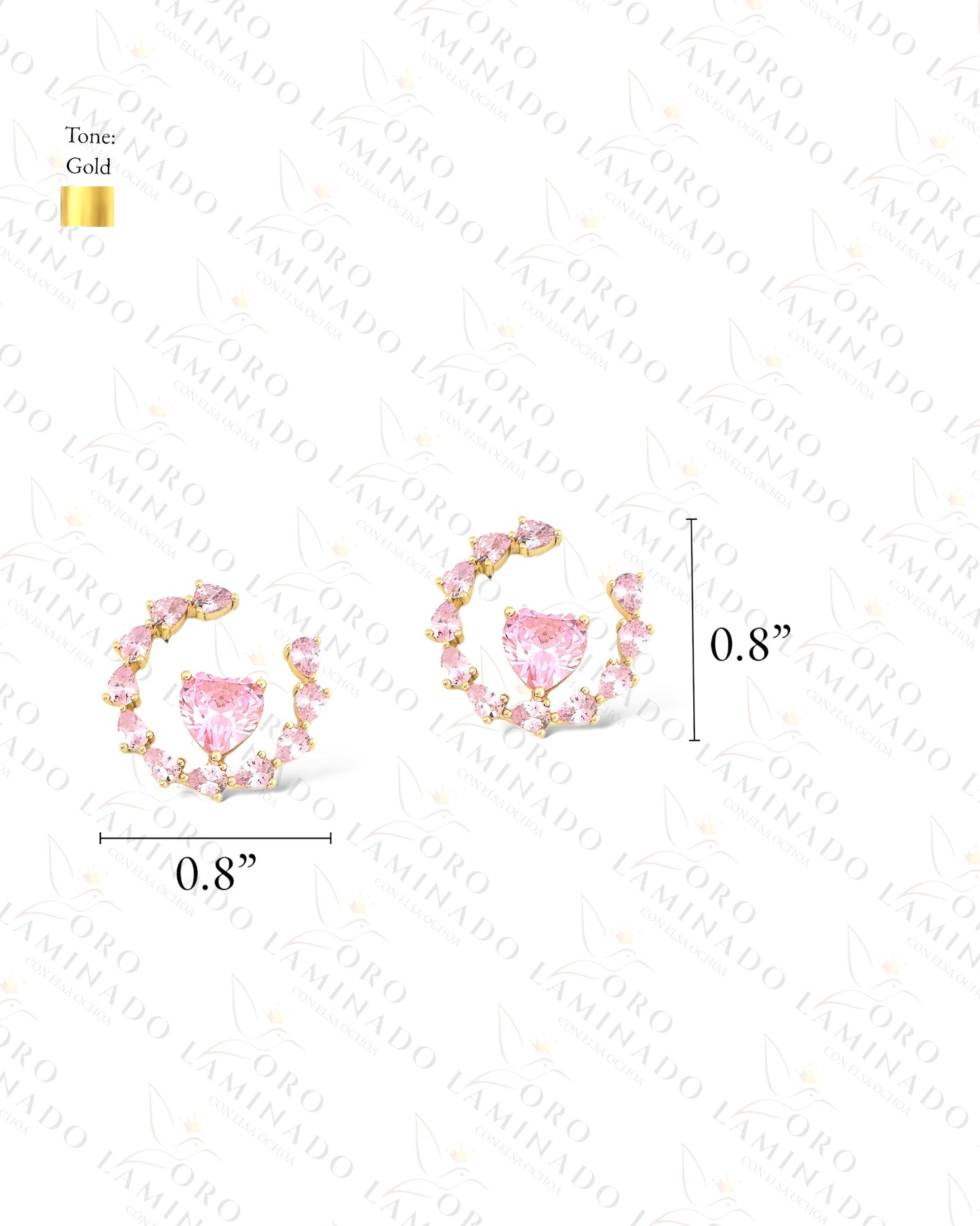 High Quality Pink Round Heart Earrings B301