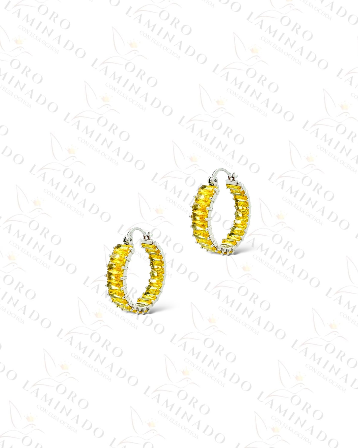 High Quality Yellow Crystal Hoop Earrings (Gold Filled) B438