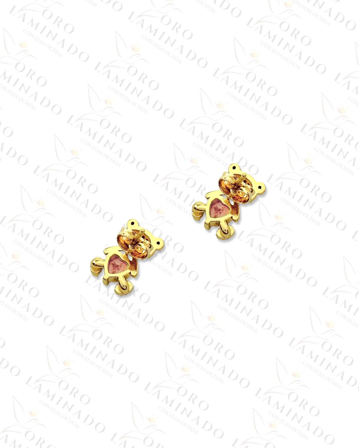 Gold Filled Red Heart Teddy Bear Earrings C26