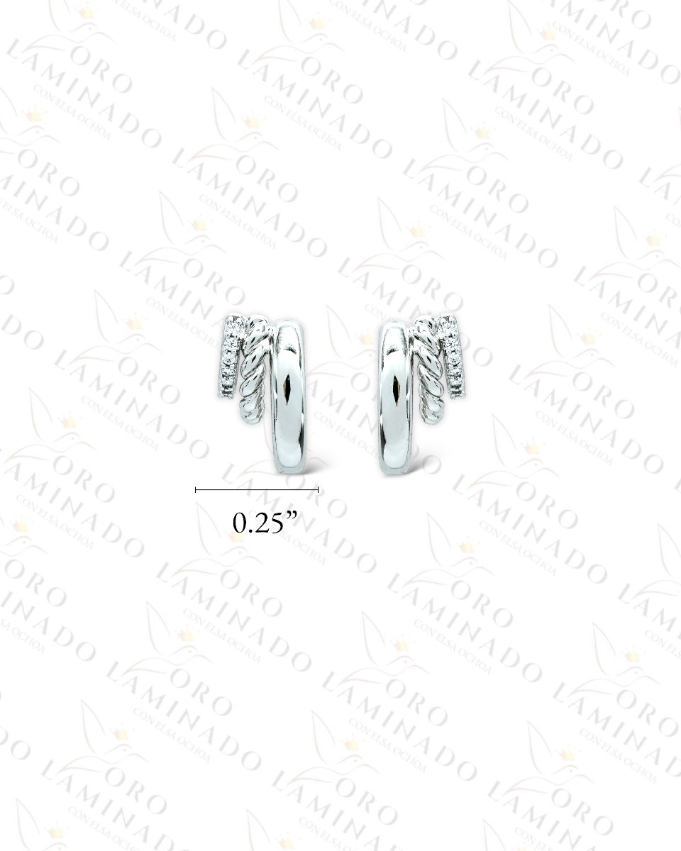 High Quality Silver Triple Design Hoop Earrings C79