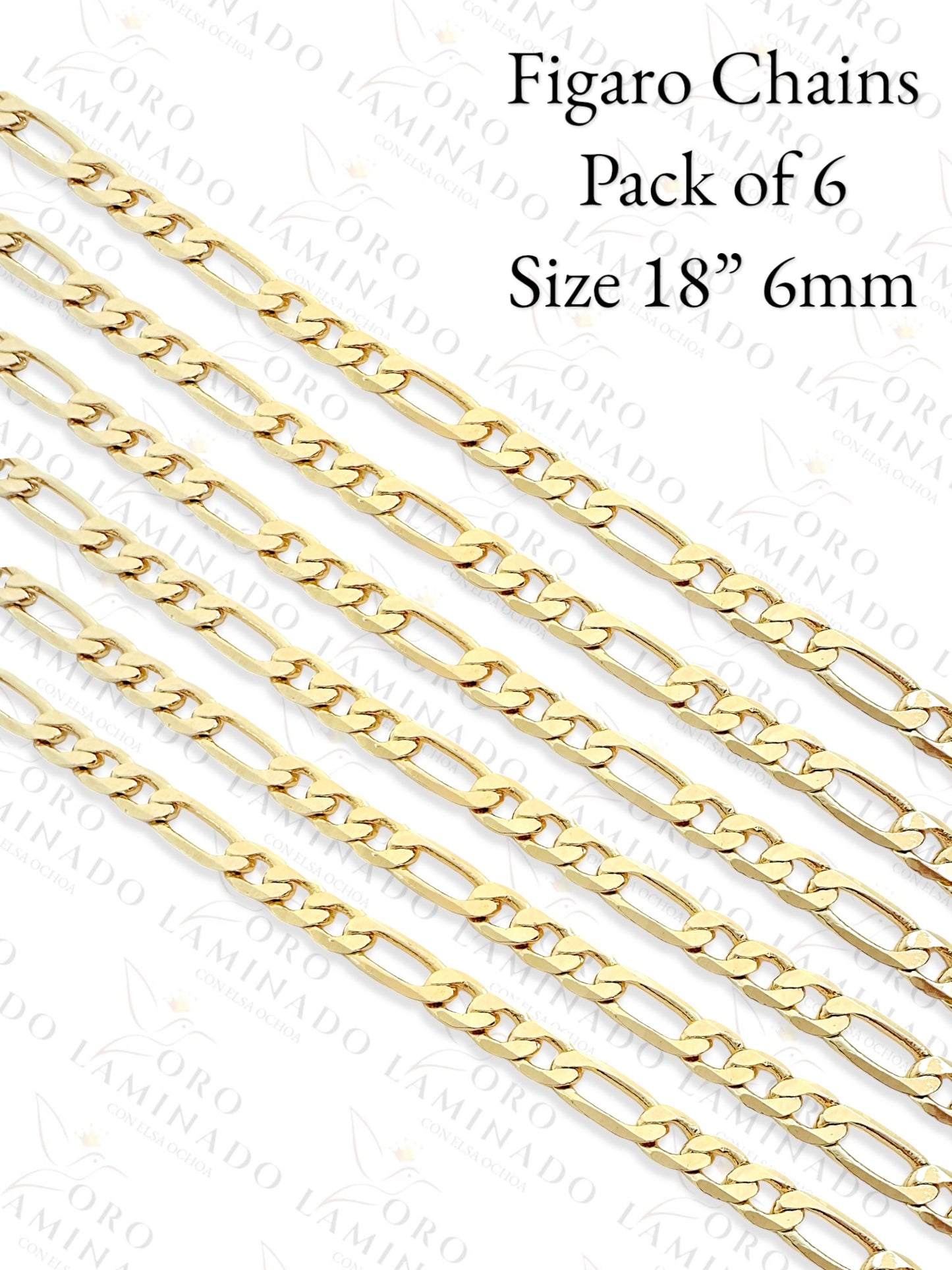 Figaro Chains Pack of 6 Size 18" 6mm R264