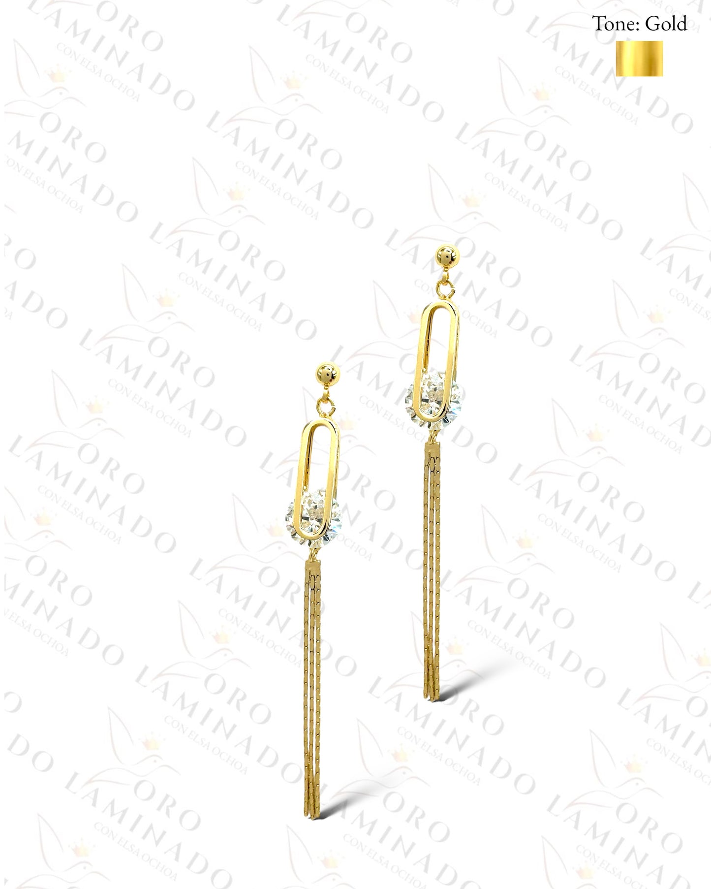 High Quality Clear Round Stone and Golden Earrings  B447