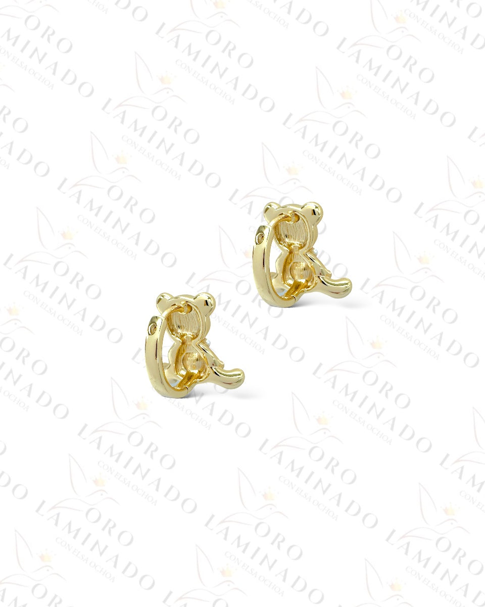 High Quality Red Heart Bear Hoop Earrings C357