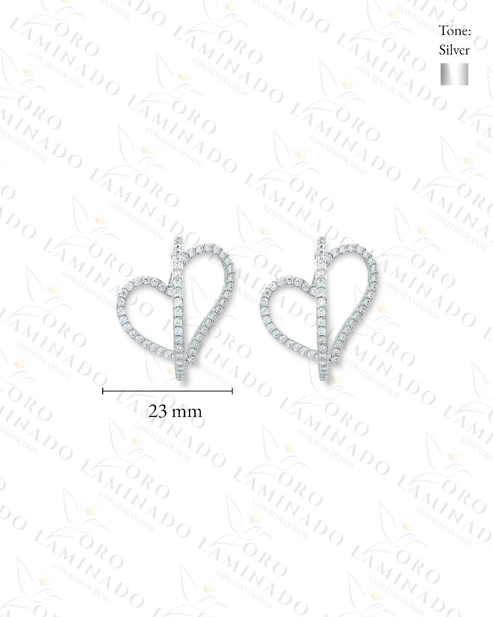 High Quality Silver Heart Hoop Earrings Y378