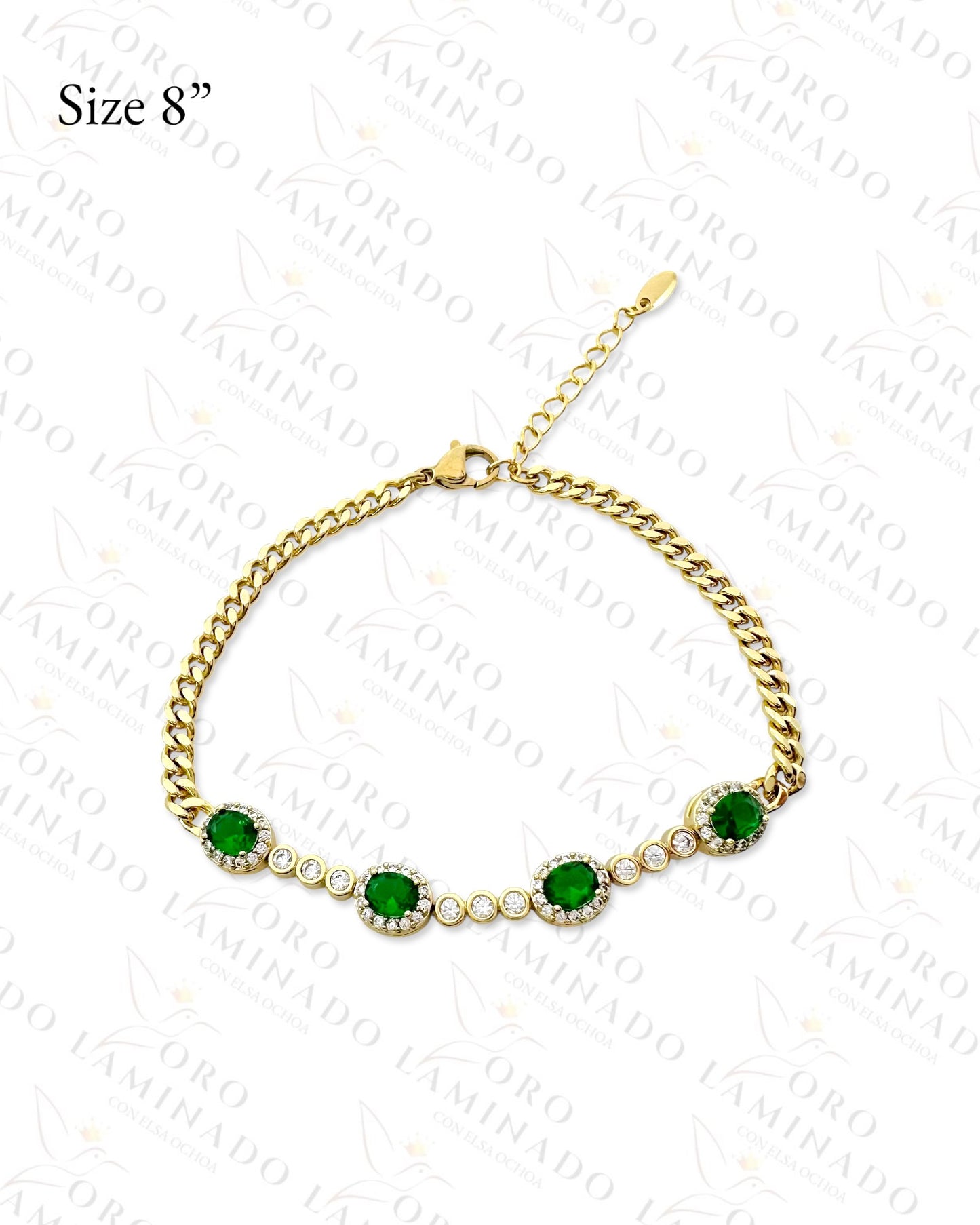 High Quality Gold Filled Green Stones Bracelet C145