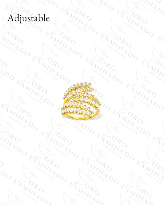 High Quality Adjustable Glass Design Ring (Gold Filled) G441