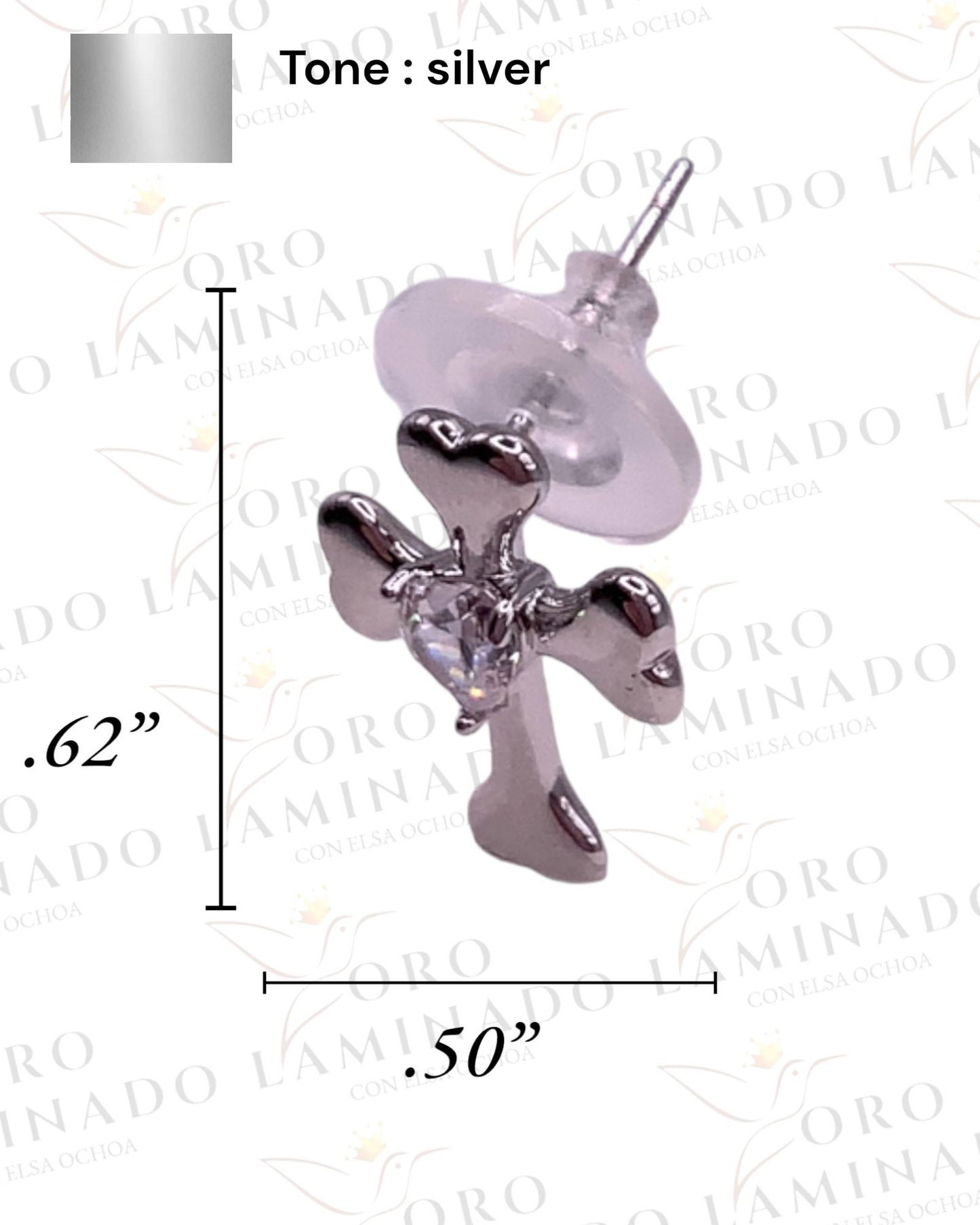 High Quality Silver Heart Cross Earrings G187