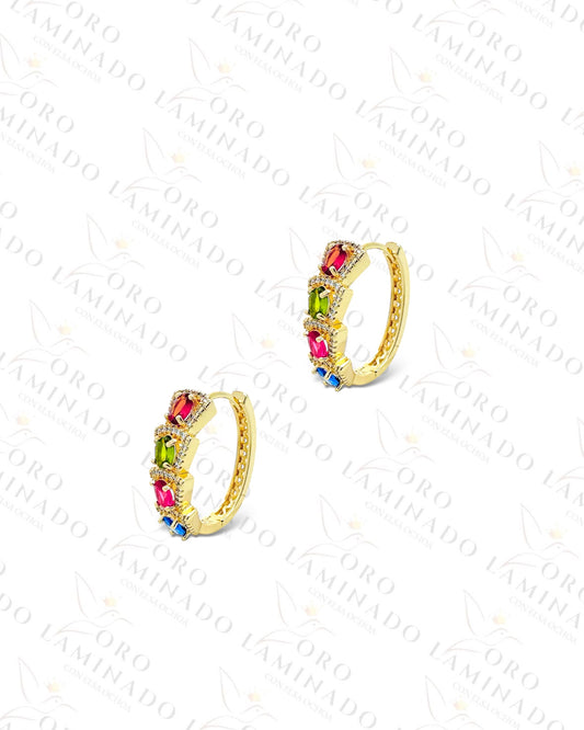 High Quality Multi-Color Hoop Earrings (Gold Filled) C137