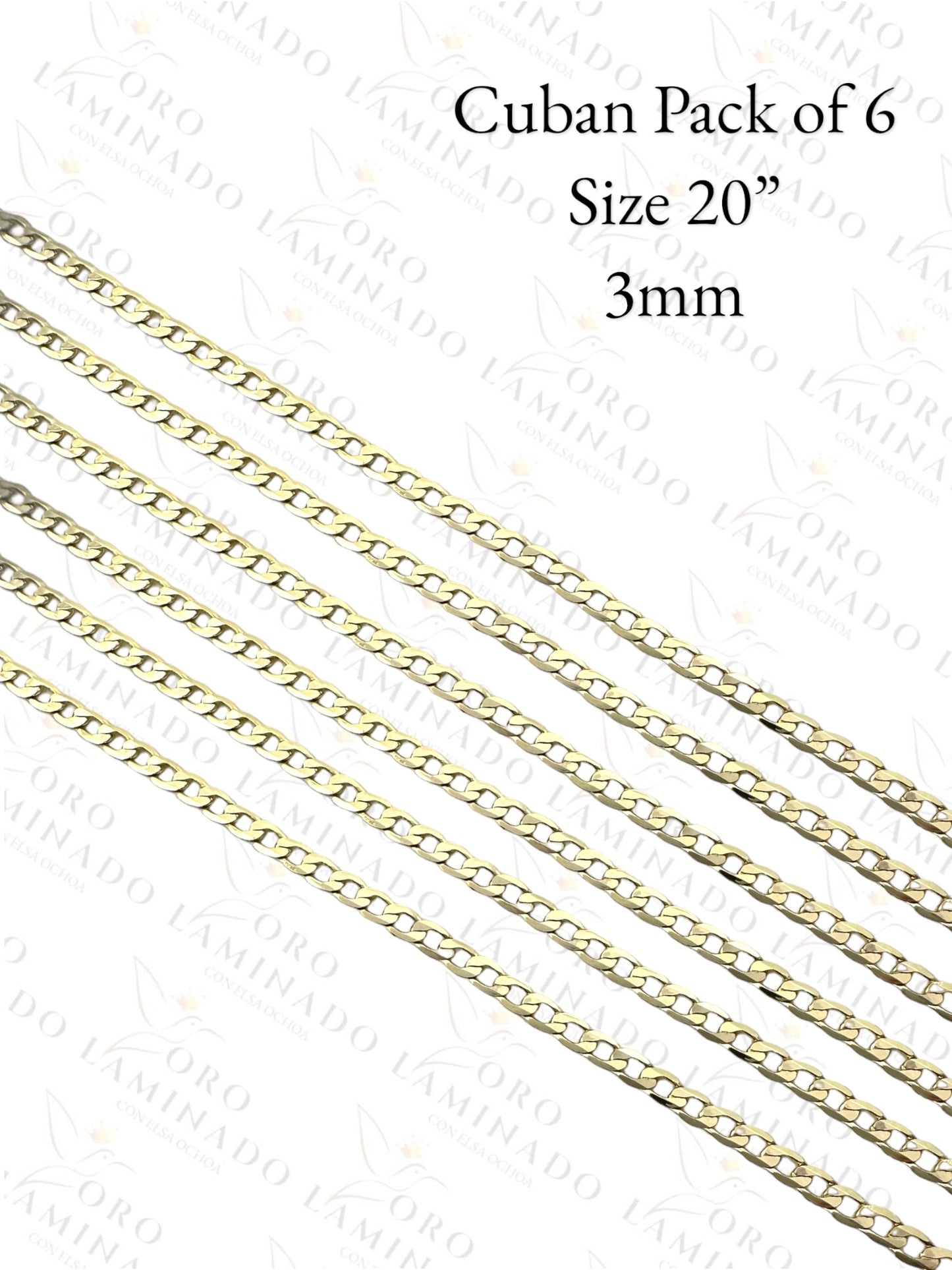 High Quality Cuban Pack of 6 Chains Size 20" 3mm B2