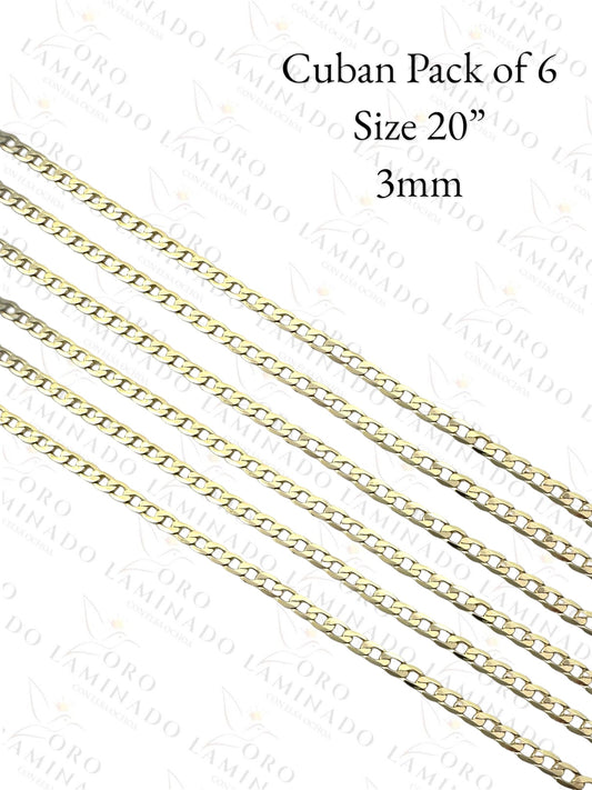 High Quality Cuban Pack of 6 Chains Size 20" 3mm B2