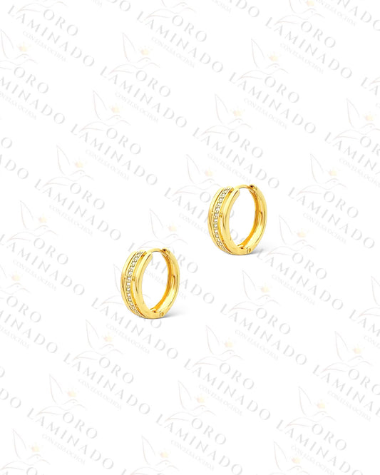 High Quality Line Design Hoop Earrings (Gold Filled) R334