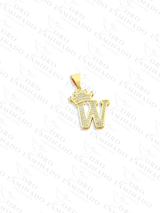 Letter "W" Crown Pendant B174