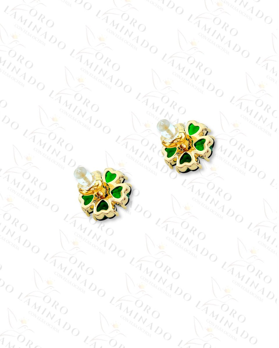 High Quality Green Crystal Flower Earrings B435