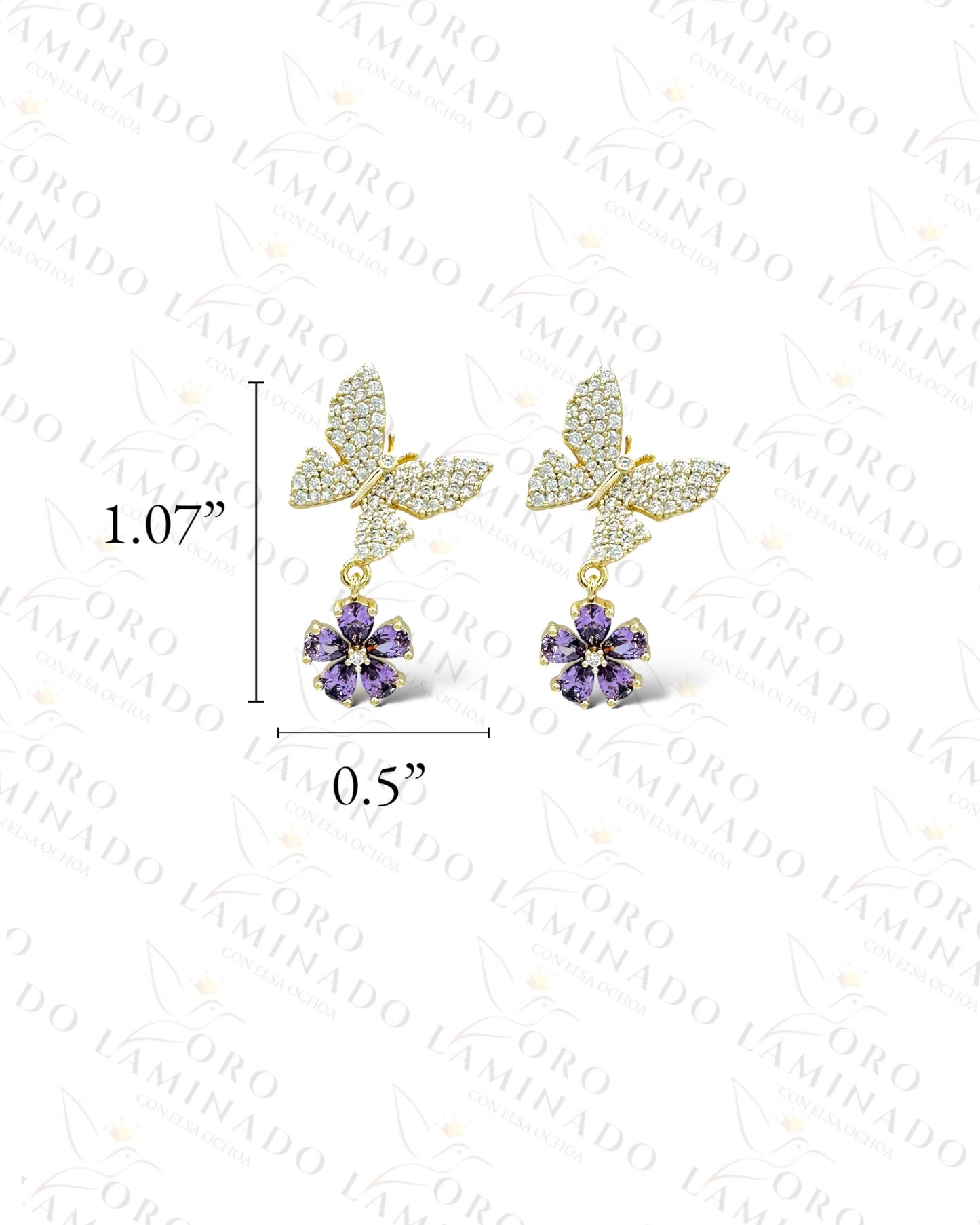 High Quality Purple Flower Butterfly Earrings C171