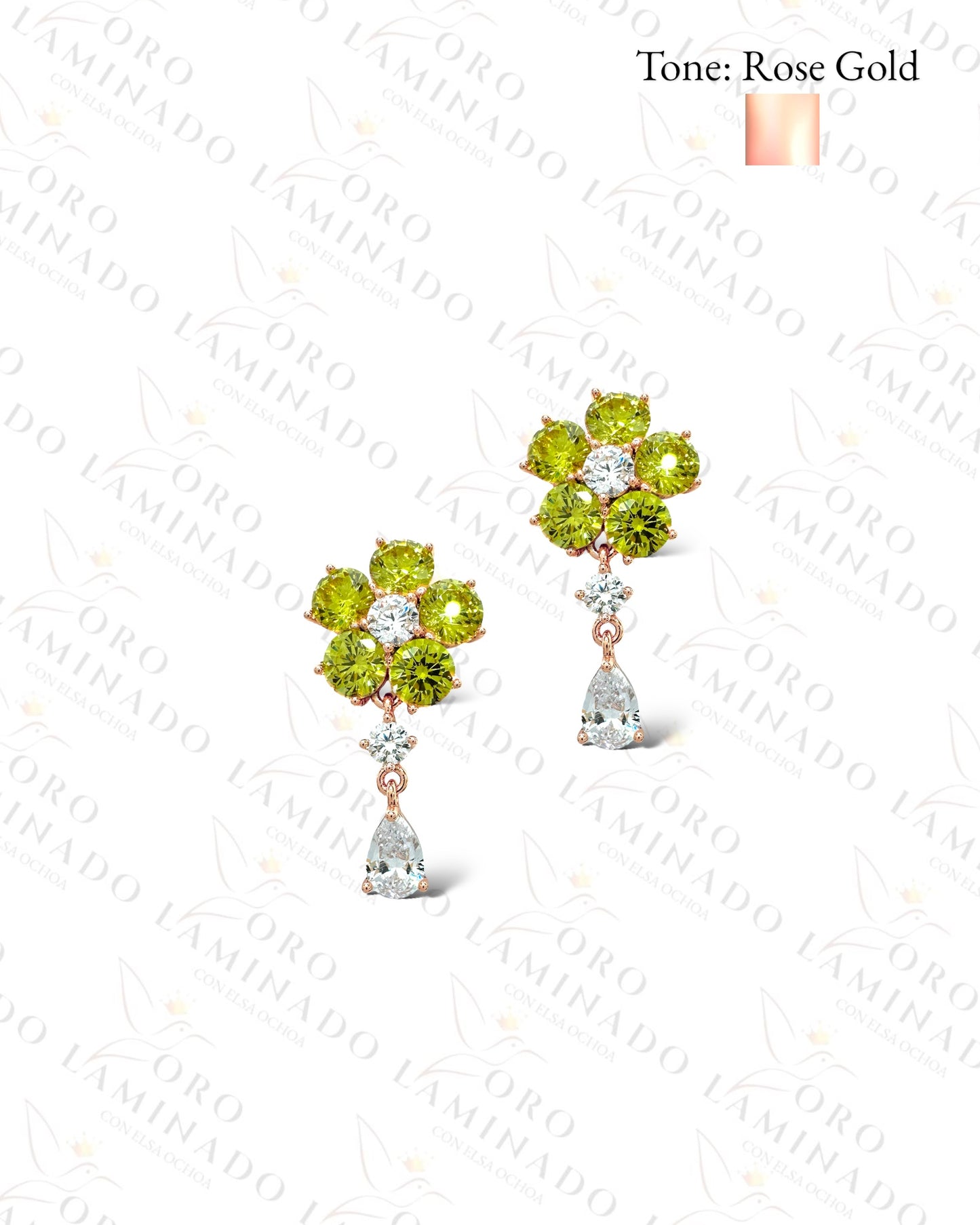 High Quality Green Olive Crystal Flower C113