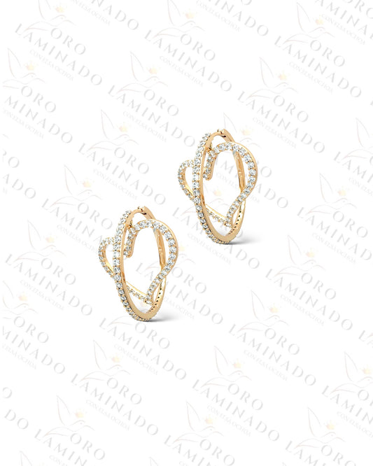 High Quality Diamond Heart Hoop Earrings Y263