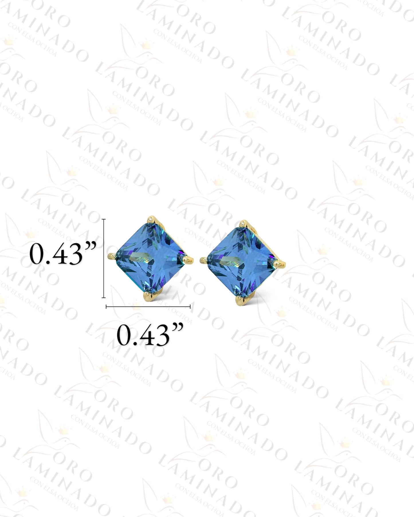 High Quality Steel Blue Square Earrings  R365