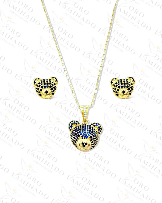 Sparkling Teddy Bear Dark Blue Head Set C227