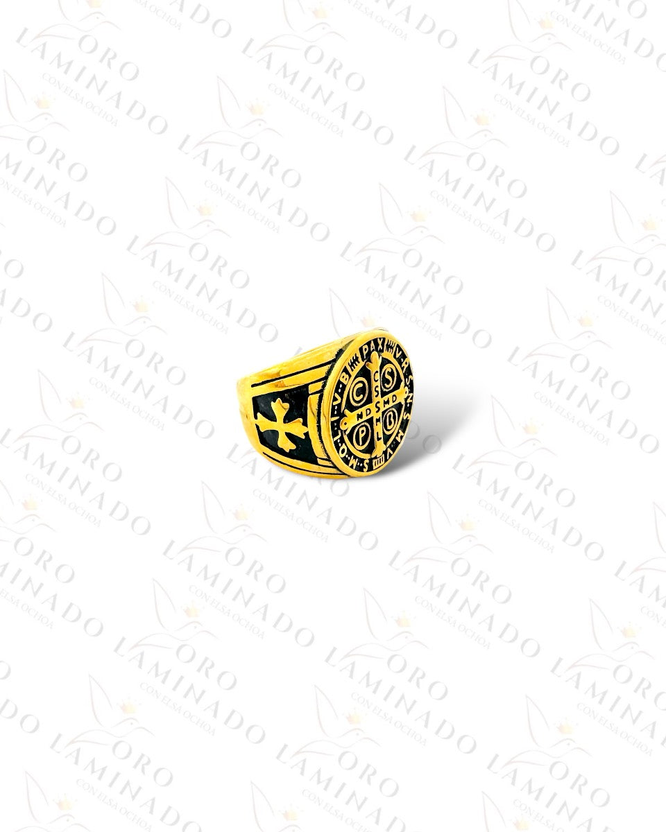 Stainless Steel Saint Benedict Gold Man Ring R300