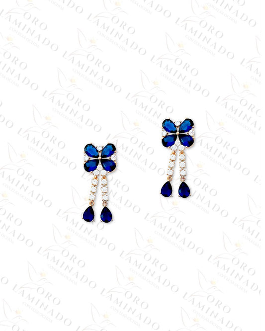 High Quality Crystal Blue Flower Earrings C170