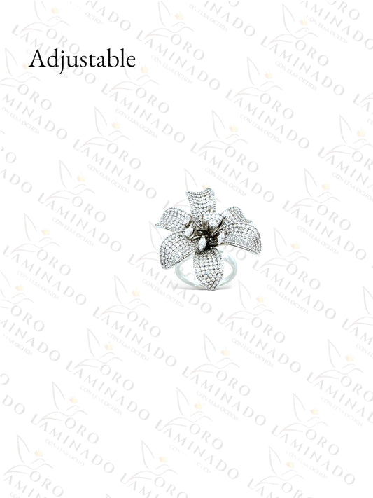 Gold Filled Silver Flower Adjustable Ring C267