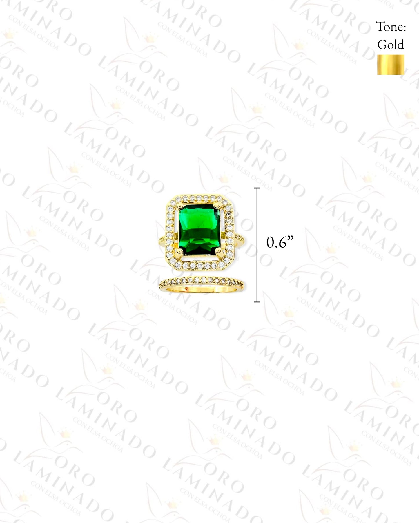 Green Stone Pair Rings (Gold Filled) B289