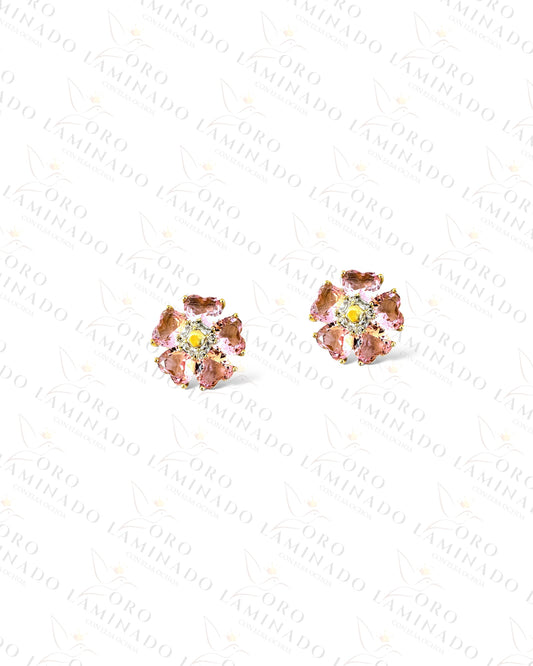 High Quality Pink Flower Earrings C378