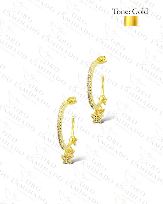 Mini Butterflies Gold Hoop Earrings B346