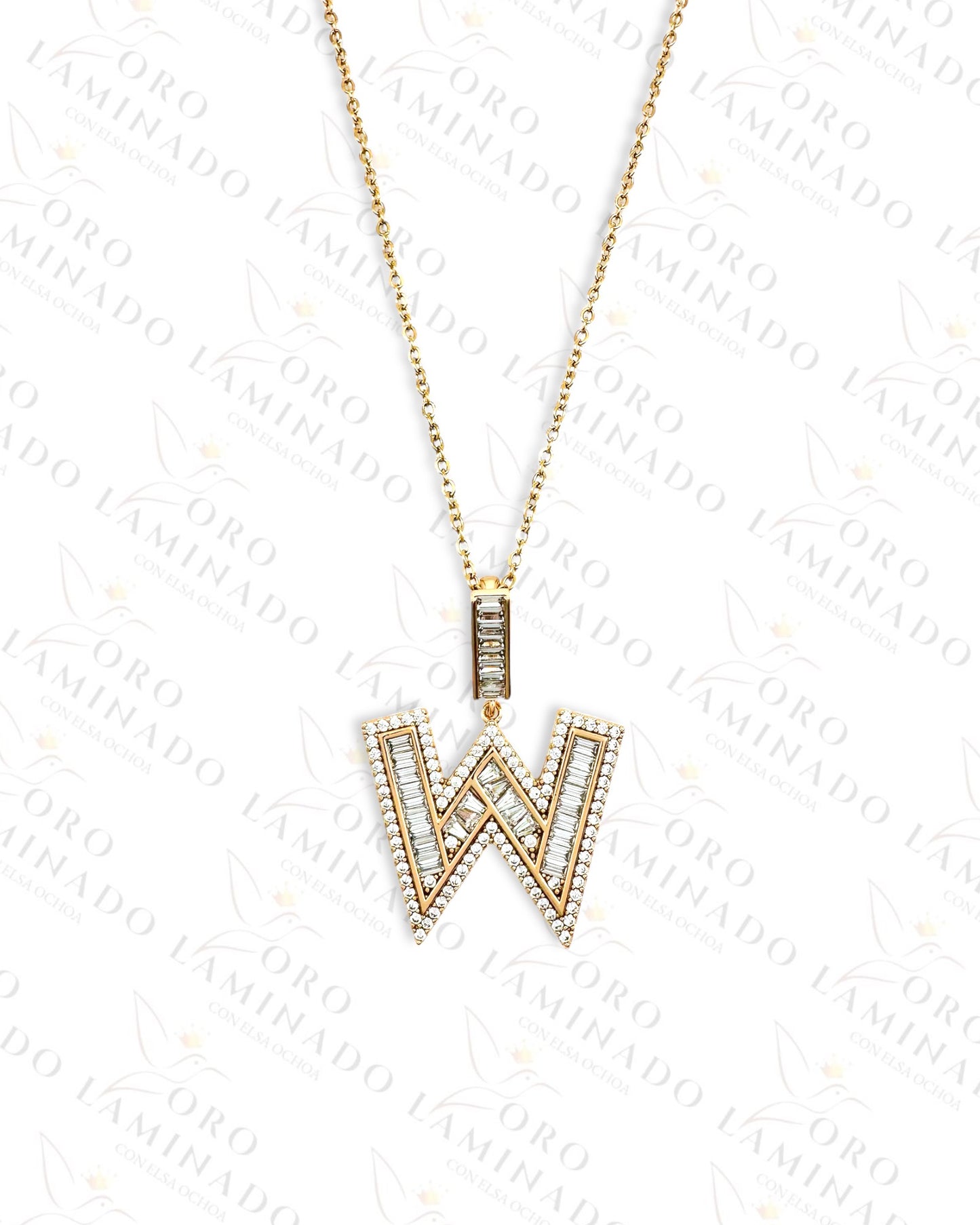 High Quality Letter W Glass Necklace B217