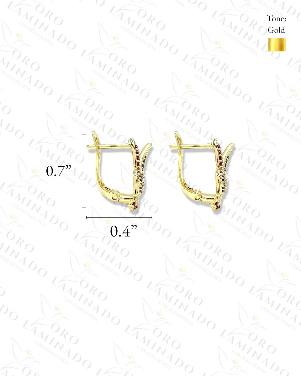 High Quality Orange Crystal Hummingbird Hoop Earrings Y342