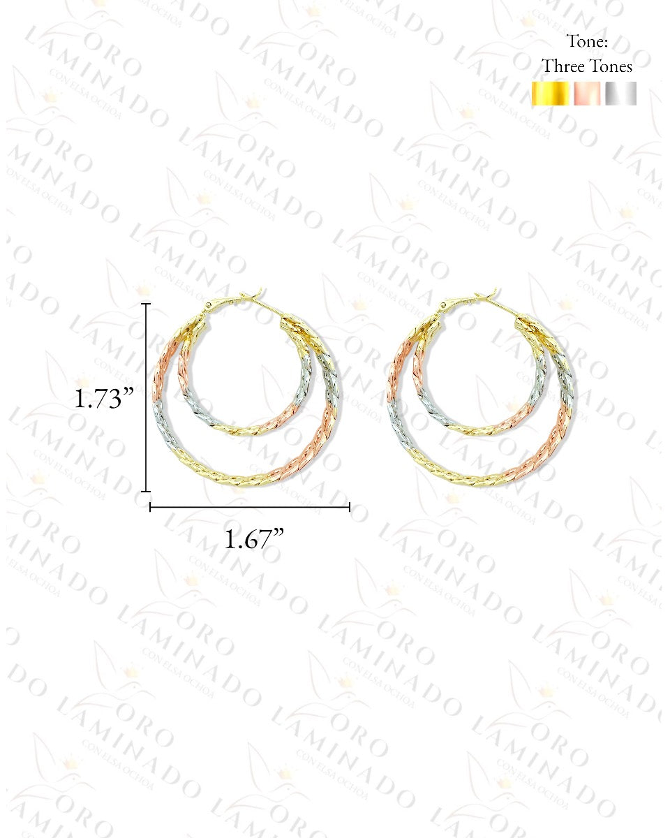 High Quality Tricolor Double Hoop Earrings R212