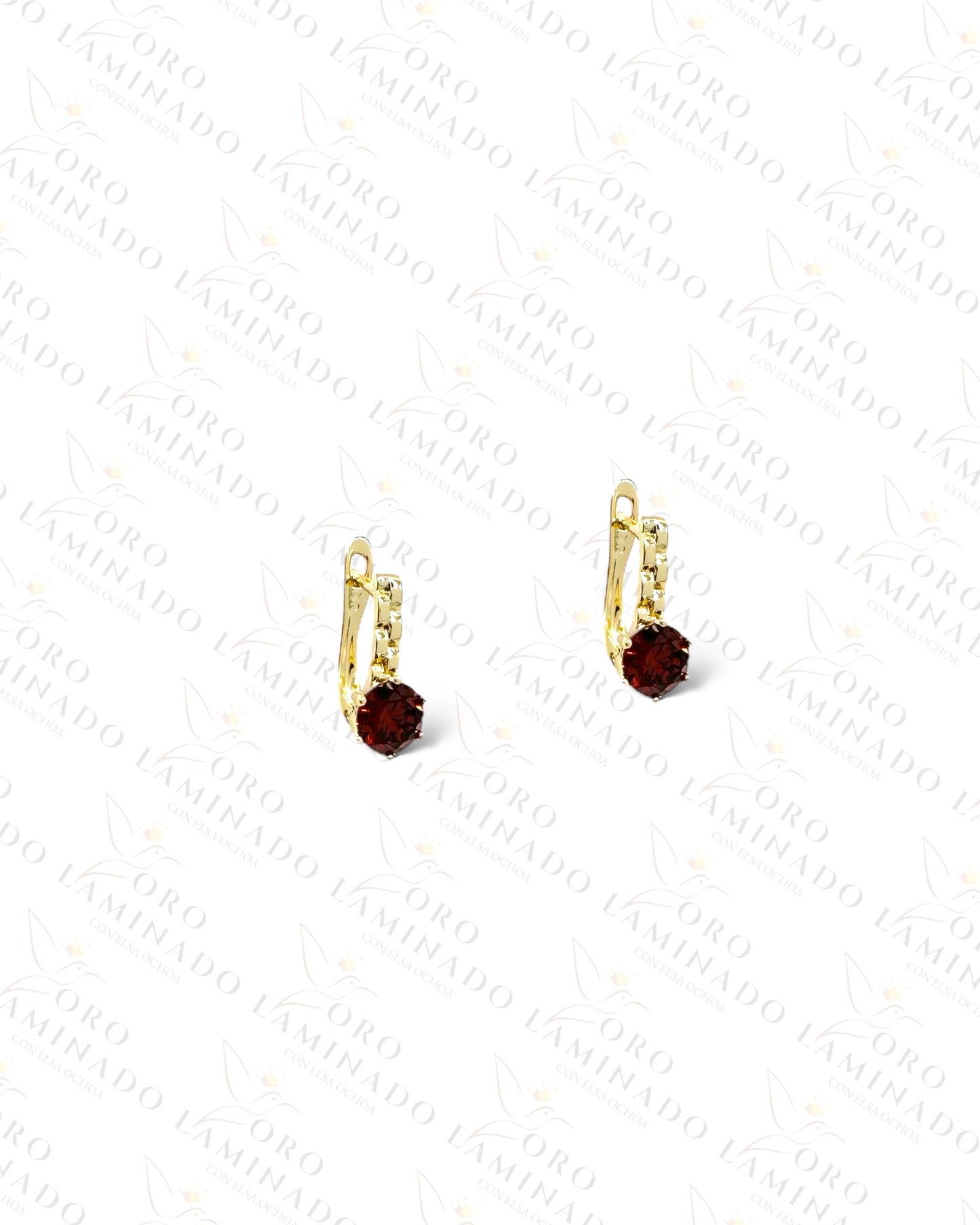 High Quality Red Round Stone Earrings R115