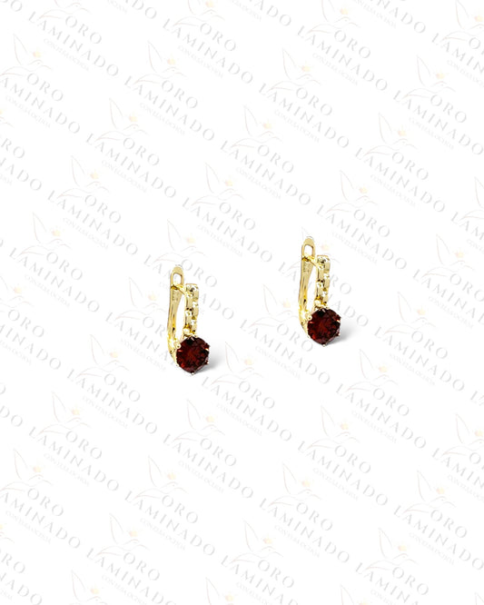 High Quality Red Round Stone Earrings R115