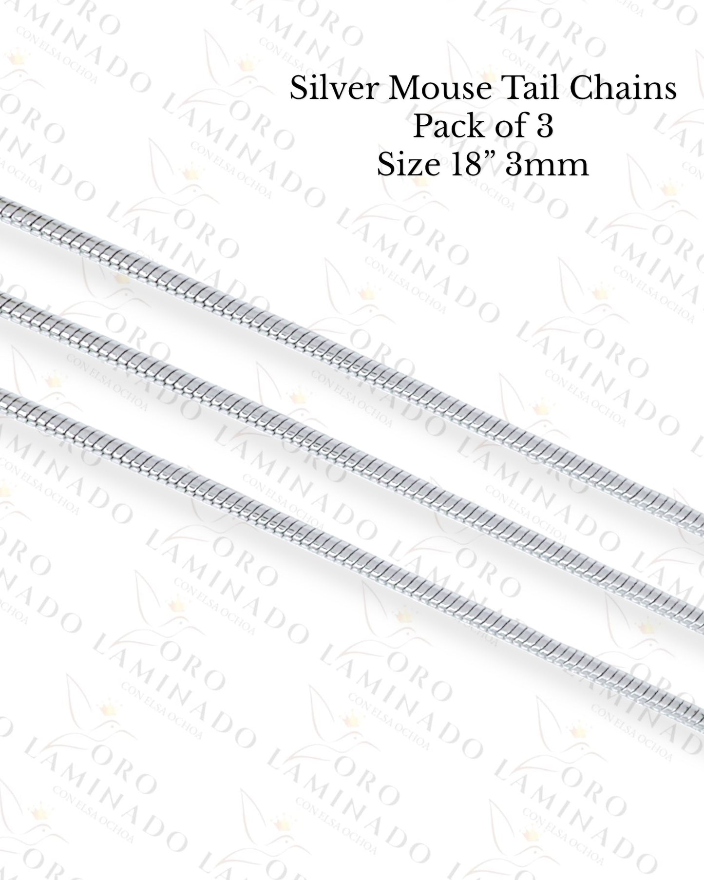 High Quality Silver Mouse Tail Chains Pack of 3 Size 18” 3mm R347