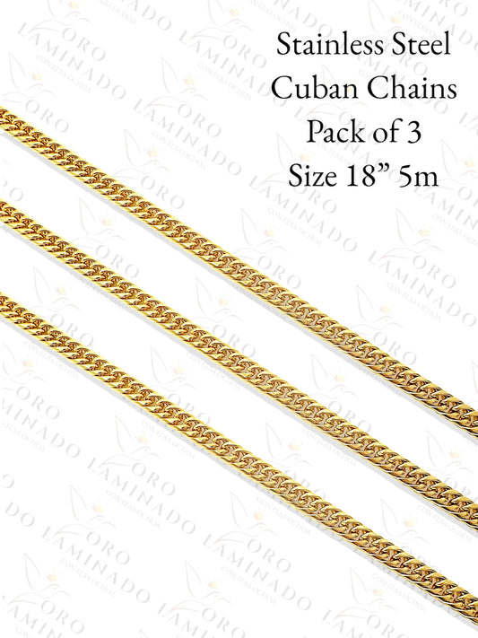 Stainless Steel Cuban Chains Pack of 3 Size 18" 5mm B7