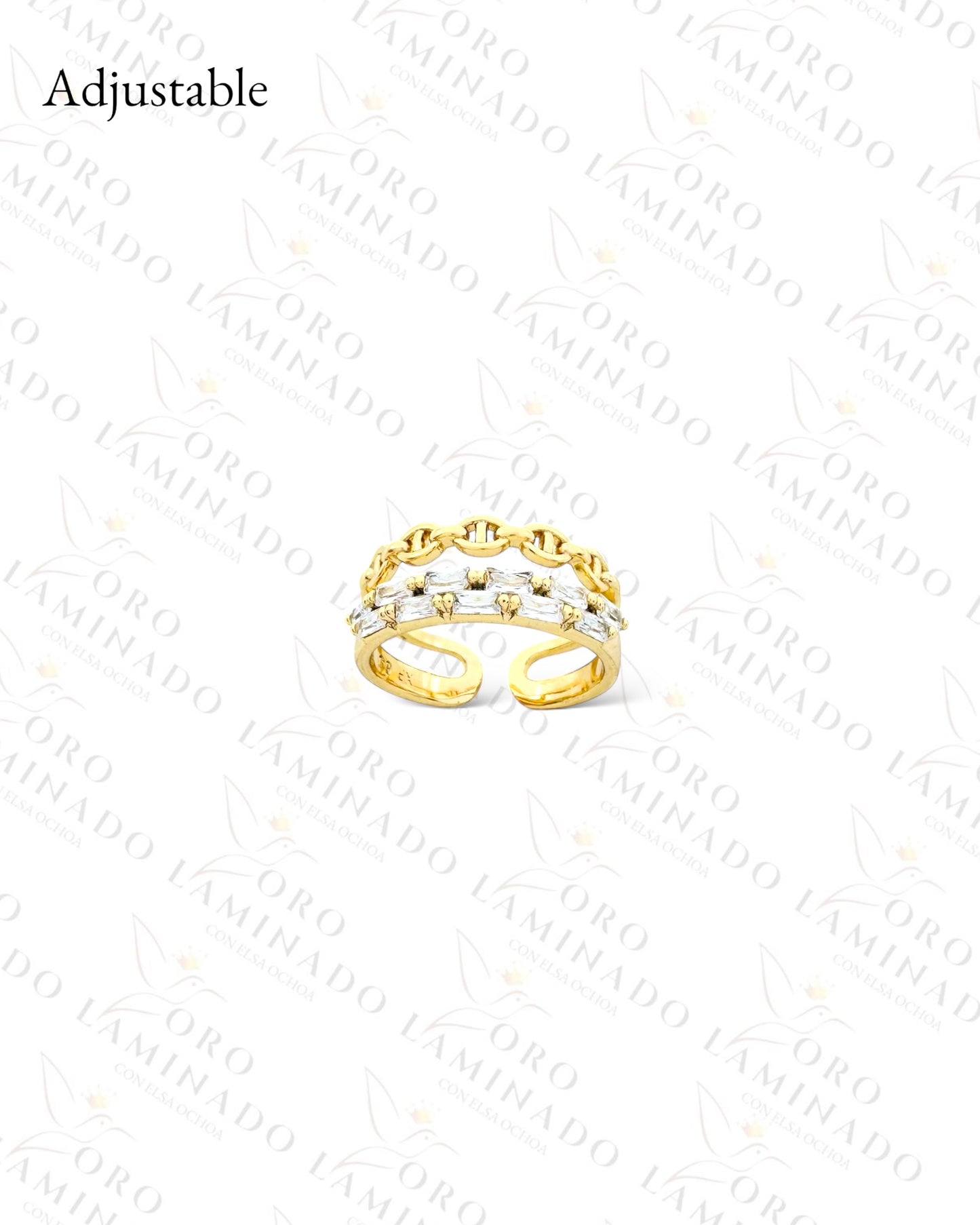 High Quality Adjustable Glass and Chain Ring (Gold Filled) B391