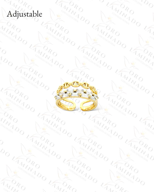 High Quality Adjustable Glass and Chain Ring (Gold Filled) B391