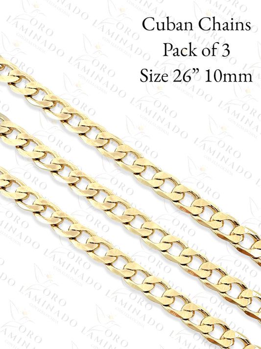 Cuban Chains Pack of 3 Size 26" 10mm Y407