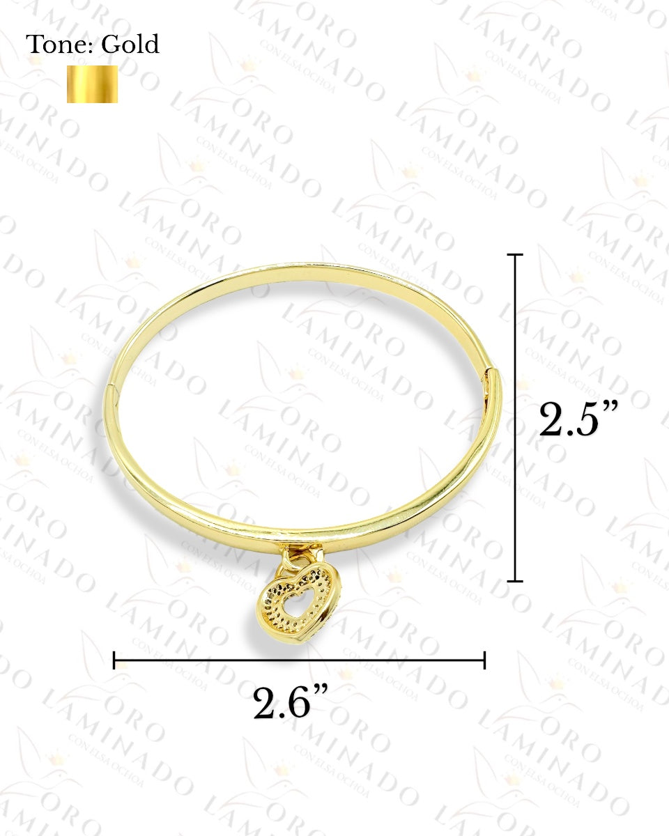 High Quality Crystal Heart Bangle Bracelet G136