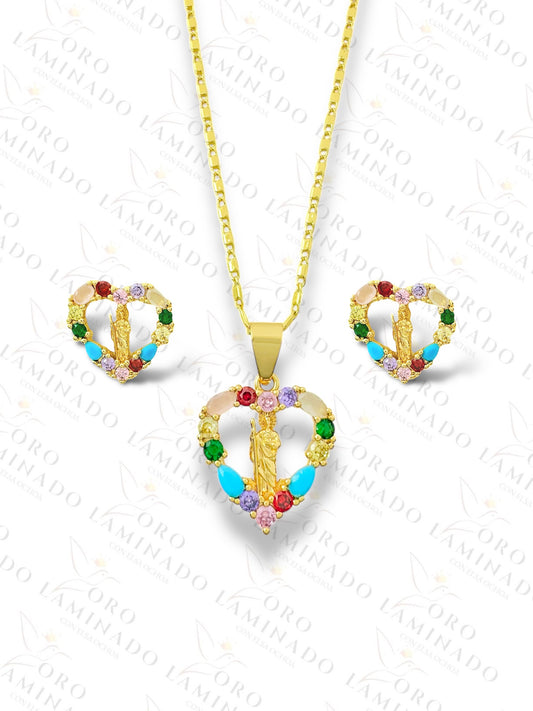 Gold Filled Multicolored San Judas  Set G383