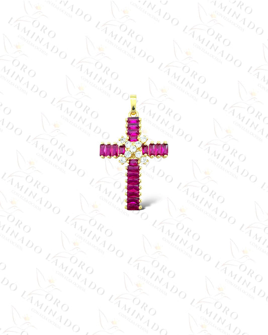 Pink Crystal Cross Pendant R295