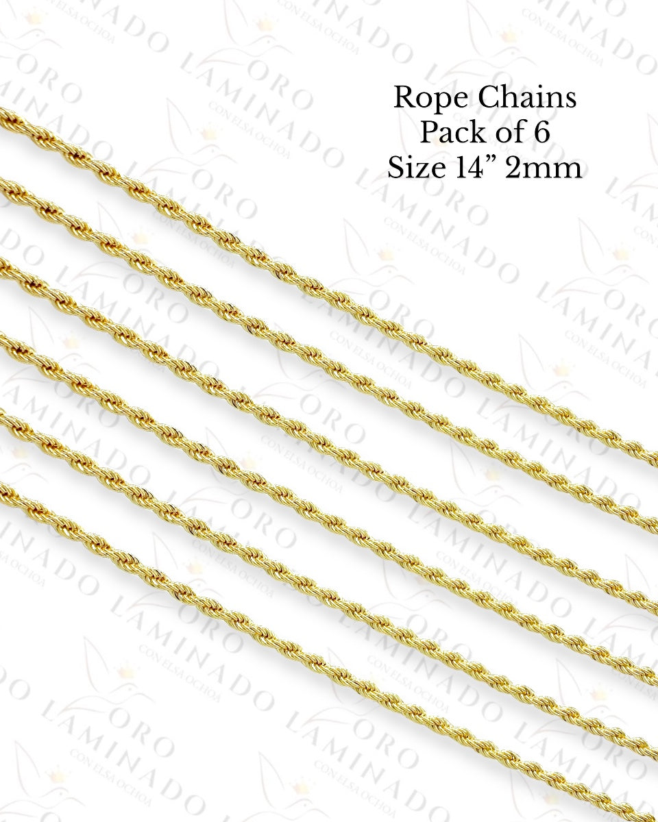 Rope Chains Pack of 6 Size 14” 2mm C403