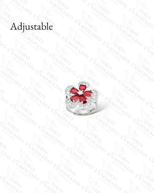 Adjustable Red Flower Ring R30