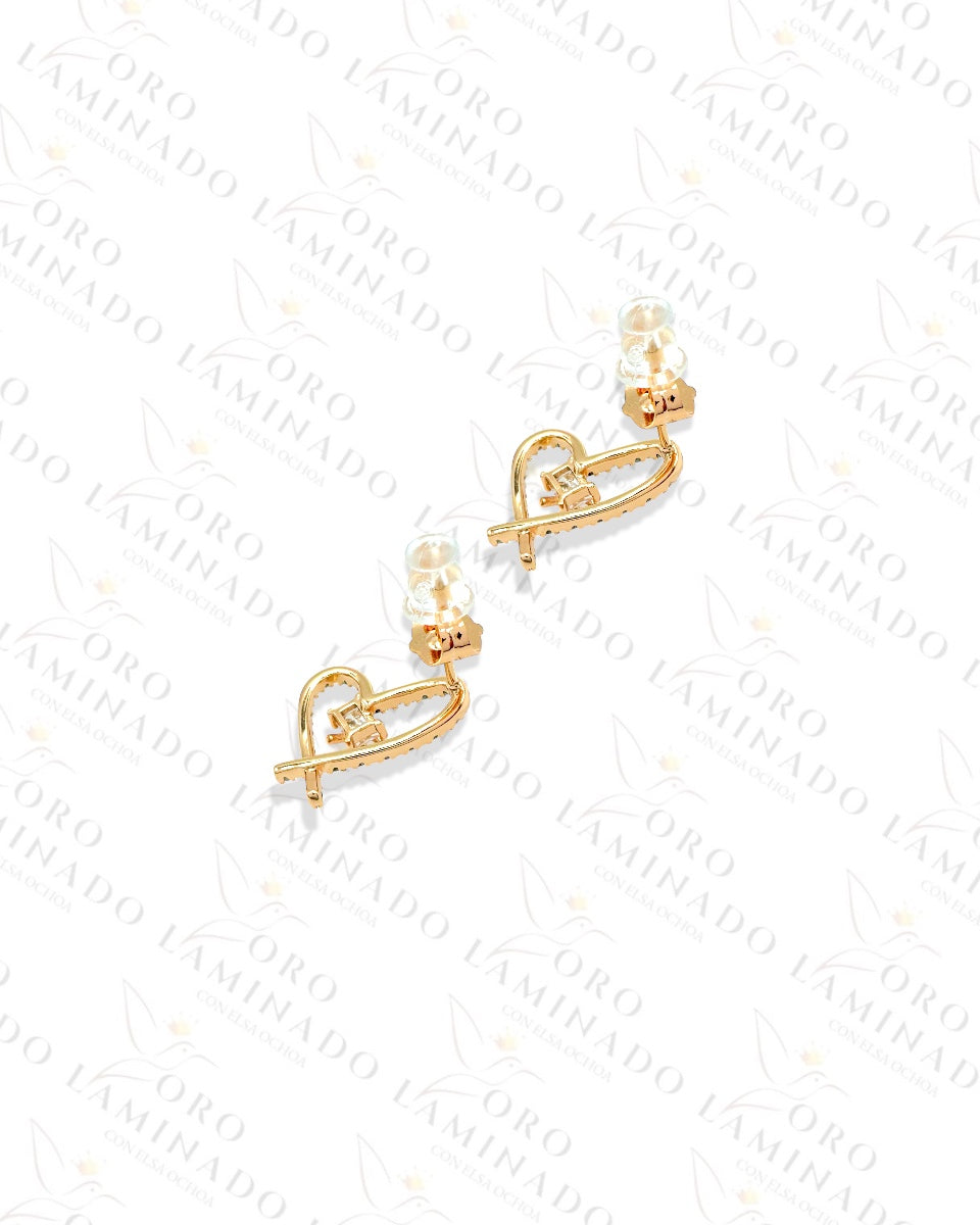 High Quality Diamond Heart Earrings Y45