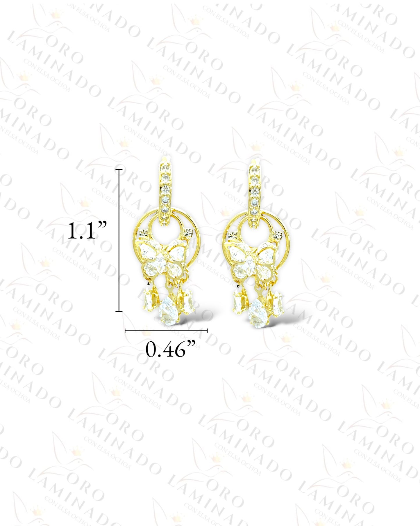 High Quality Butterfly Diamond Hoop Earrings C195